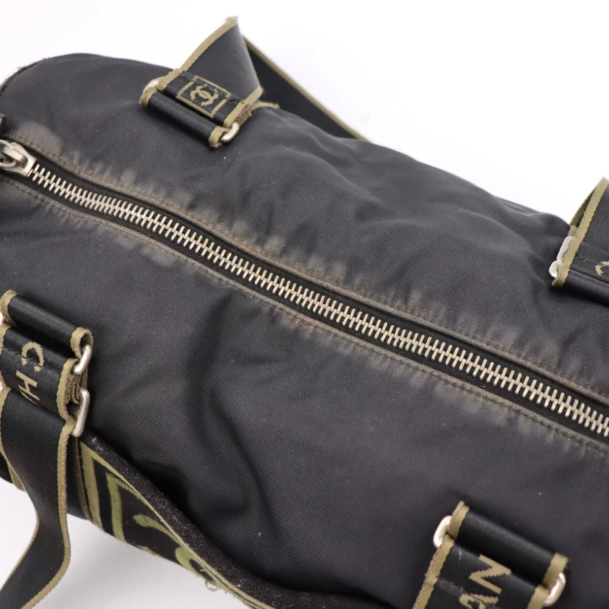 Series Canvas Shoulder Cocomark Black Line 10 Green Sport Cylindrical (Fair) Pre-Owned Nylon Travel Round Khaki Bag Boston