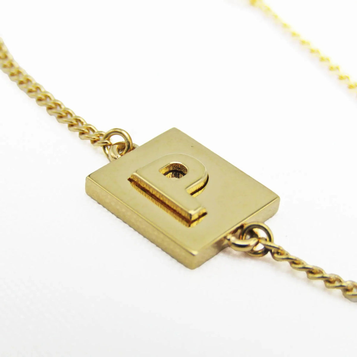 Used Celine Alphabet P 46B0 6Bra Metal No Stone Charm Bracelet Gold (Good)