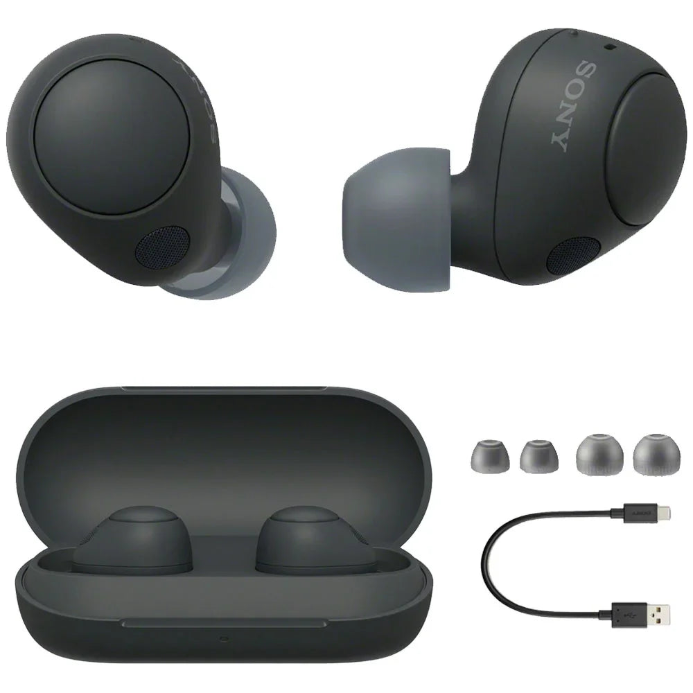 Earbud Mic Canceling Resistance, Black liquid IPX4 Truly with Open and WF-C700N in-Ear Box Headphones Wireless Bluetooth Noise