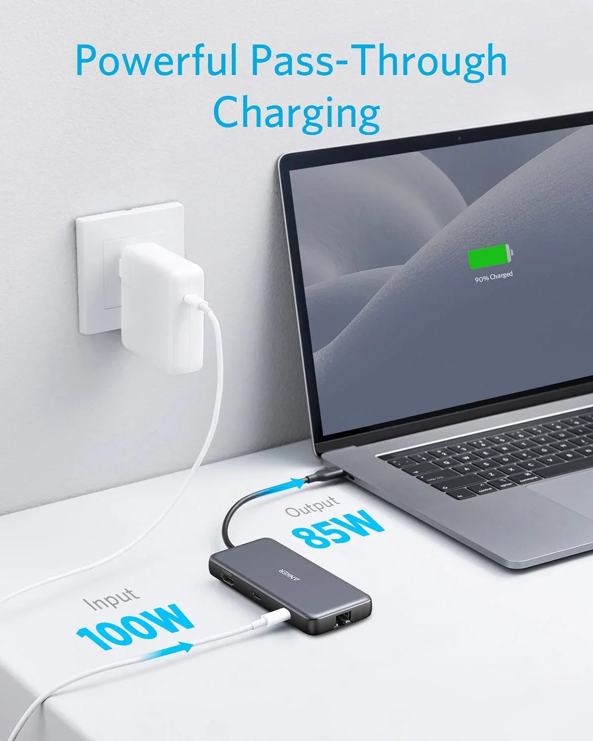 Power HDMI,Ethernet Hub 8-in-1 Adapter with C Anker Reader 100W 60Hz Delivery,4K Port,SD Card USB