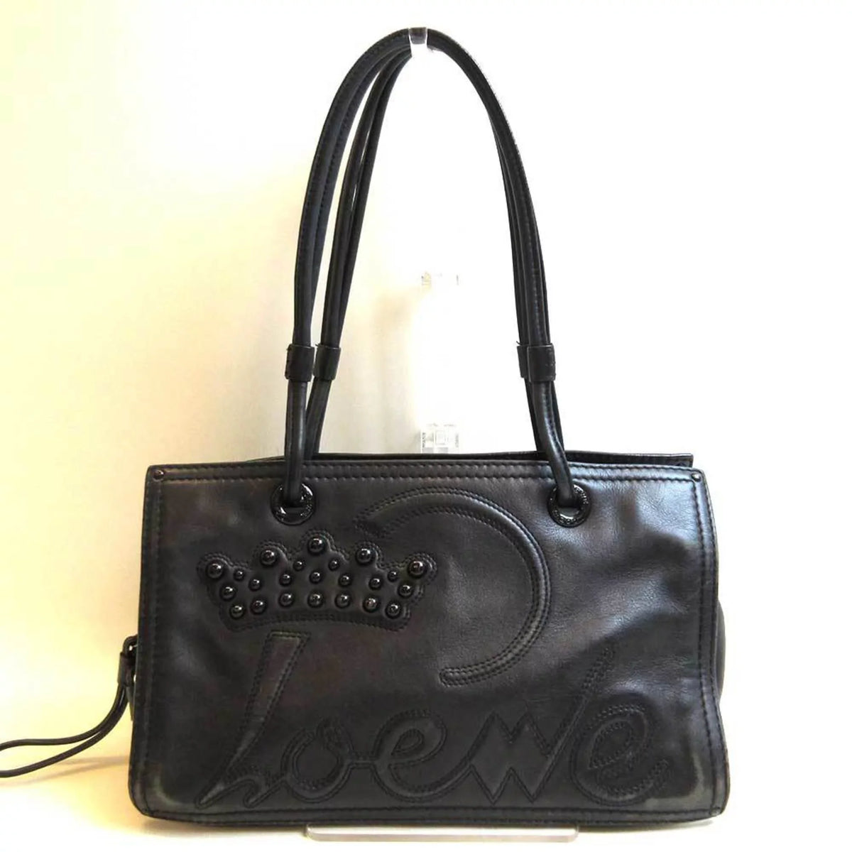 (Good) Tote Black Pre-Owned Bag Loewe Leather Shopper Semi-shoulder Women's