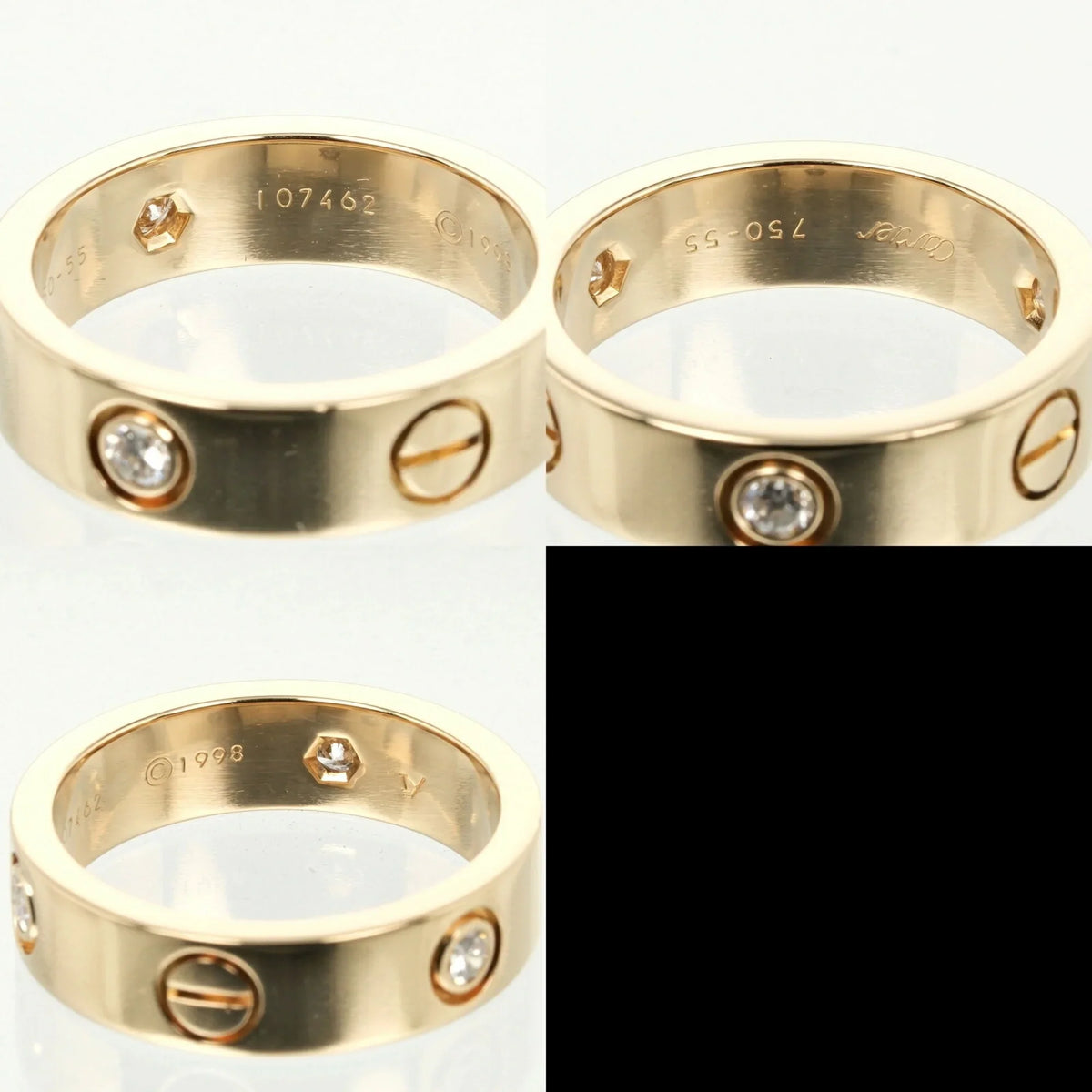 3P, (Good) Pre-Owned dimension approx. 8.67g, K18 half Cartier diamond, I132124019 yellow ring, 15 gold, Love