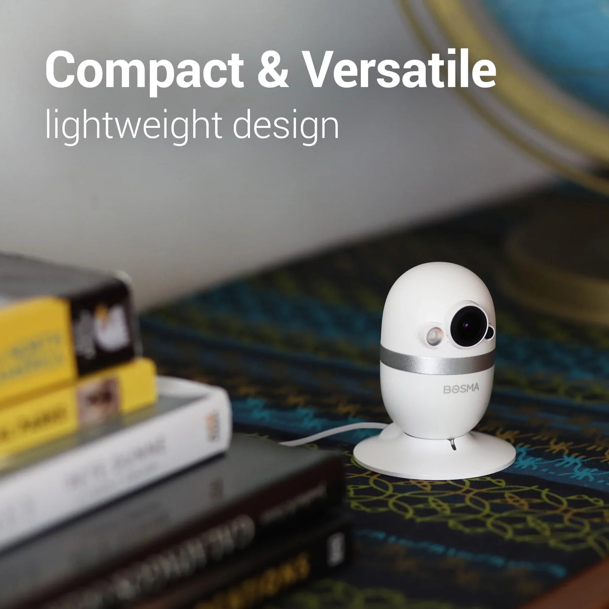 CapsuleCam Monitor, Detection, & with 2 1080p Color Security Wide Pro with Storage Sound Camera Baby Bosma WiFi Night Super HD Motion app, Phone Indoor Local Vision, Audio, Free Angle, Way Camera 162°
