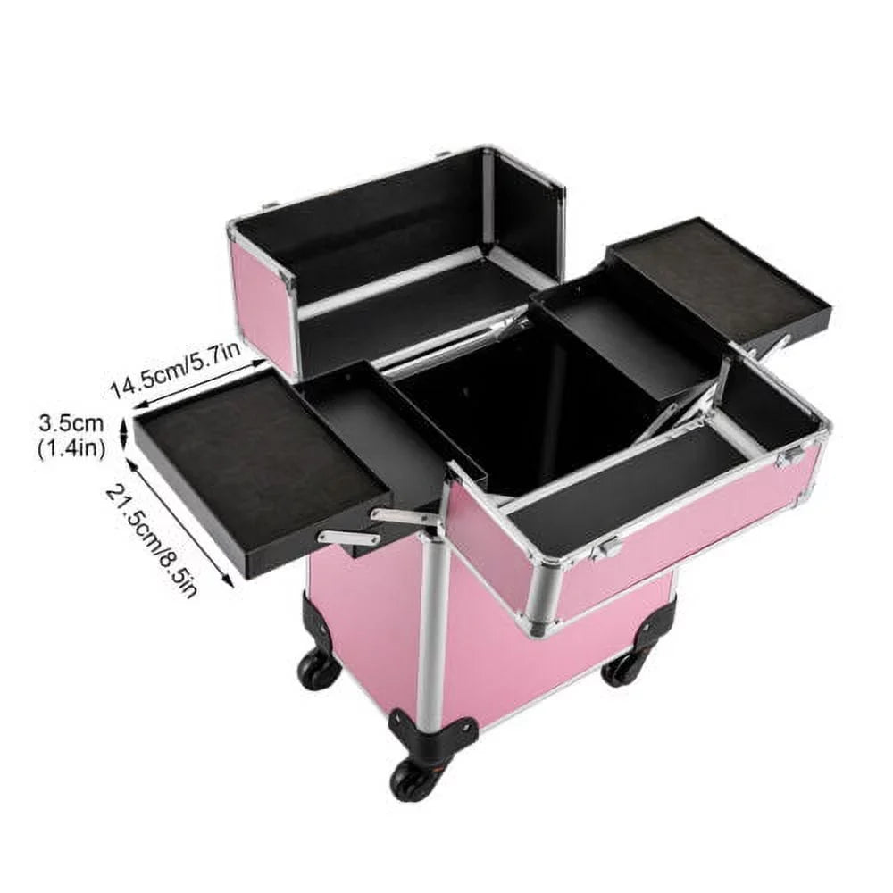 Case Trolley Extendable Train Box Space Makeup Storage Cosmetic Large Rolling