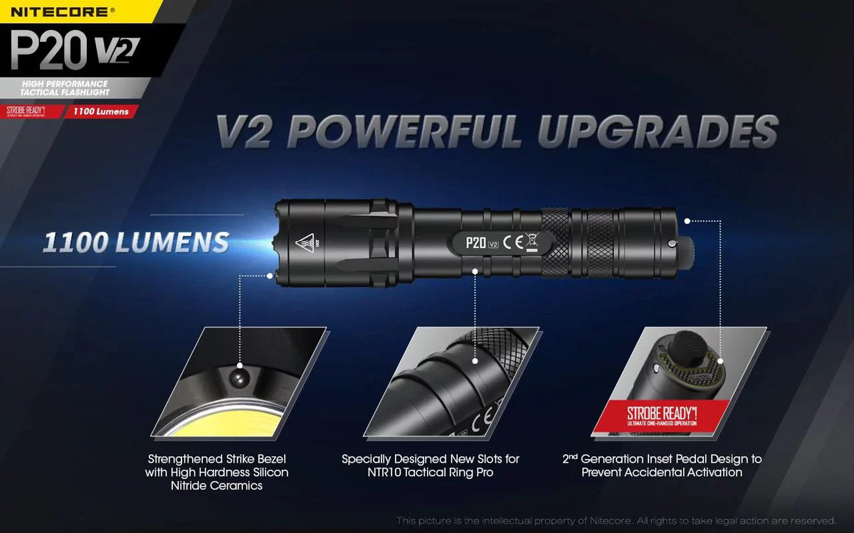 Tactical XP-L2 CREE LED +2x Charger CR123A V6 Nitecore Combo: Batteries Eco-Sensa w/NL183 Flashlight P20 1100 V2 D2 - Lumens Free - Battery,