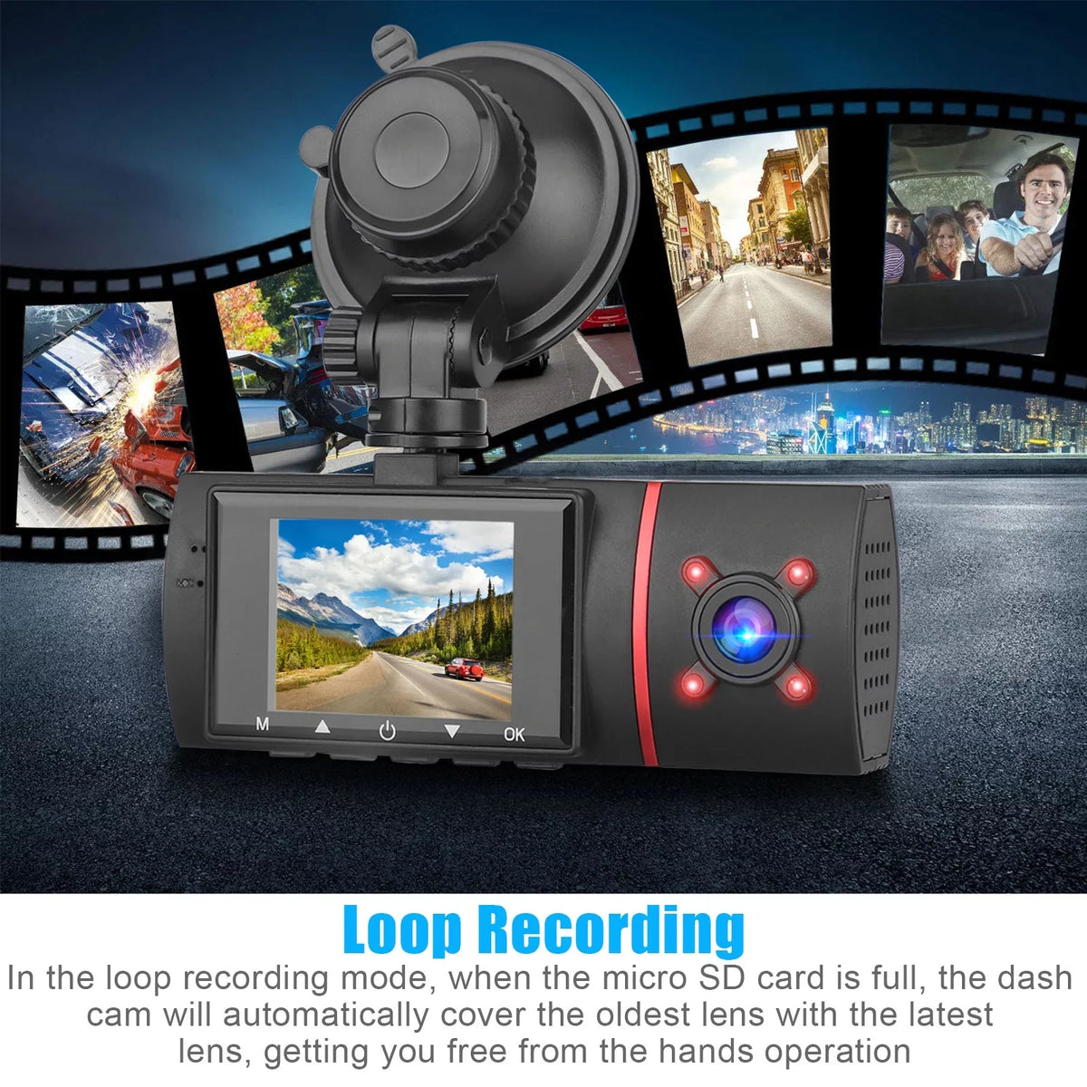 1080P Car Dual Dash Cam, Eeekit Car Front And Inside Dvr Dashboard Camera With Night Vision, 170° Wide Angle, 2" Ips Screen, Car Driving Recorder With Wdr, G-Sensor, Loop Recording, Parking Monitor