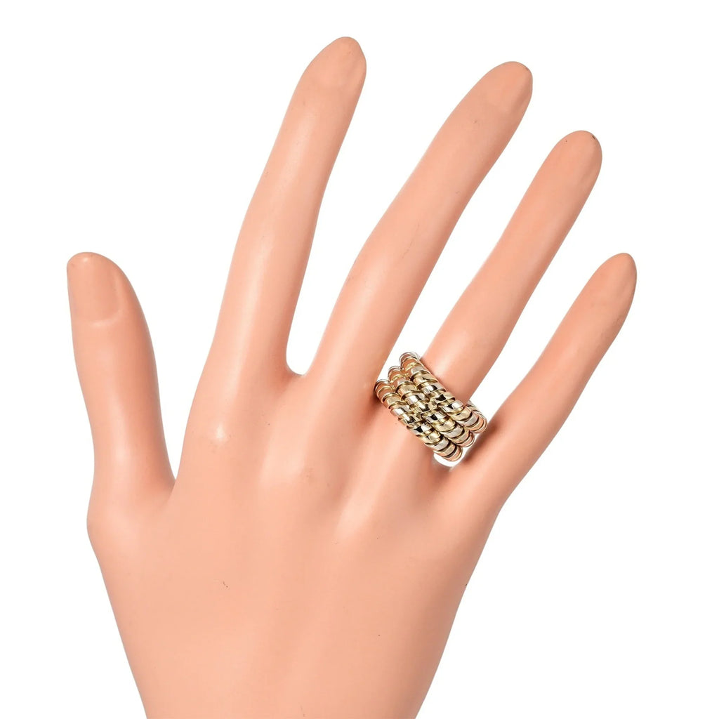 Pre-Loved Bulgari Bvlgari Tubogas 3-Row No. 9 Ring 14.53G K18 Yg Wg Yellow Gold White (Good)