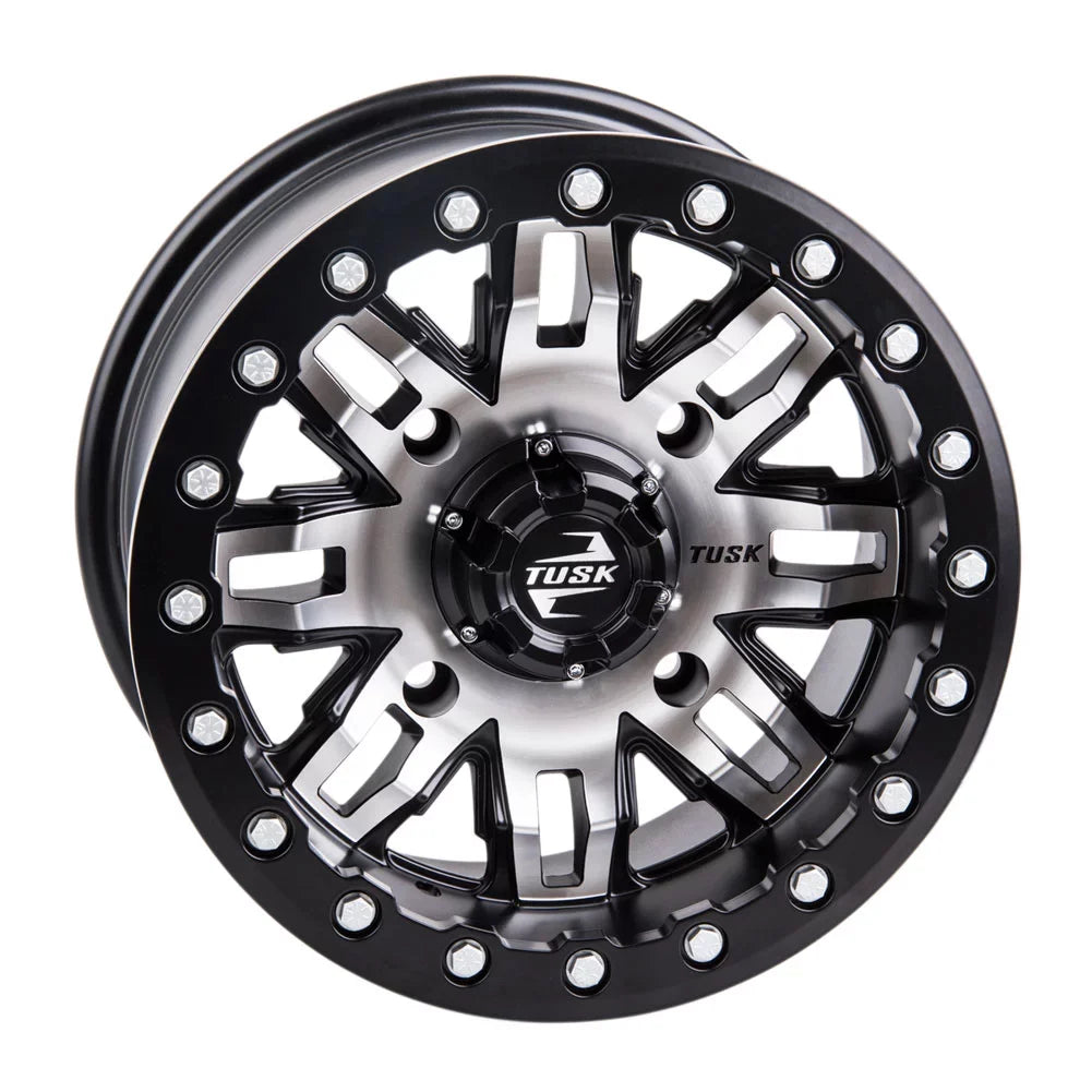 4/156 Tusk Teton Beadlock Wheel 14X7 4.0 + 3.0 Machined/Black For Yamaha Wolverine Rmax 4 1000 R-Spec 2022
