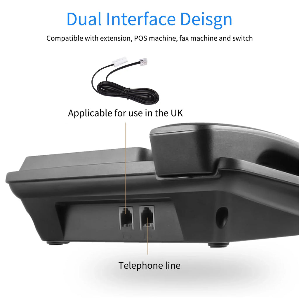 DTMF/FSK Telephone Dial/Ring Home Landline Elderly Black System Sound Phone Corded for IC Chip Date Real-time Control Hands-Free/Redial/Flash/Speed Dual Seniors Meterk Phone Built-in Support Desk