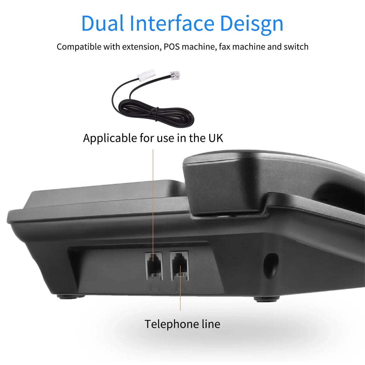DTMF/FSK Telephone Dial/Ring Home Landline Elderly Black System Sound Phone Corded for IC Chip Date Real-time Control Hands-Free/Redial/Flash/Speed Dual Seniors Meterk Phone Built-in Support Desk