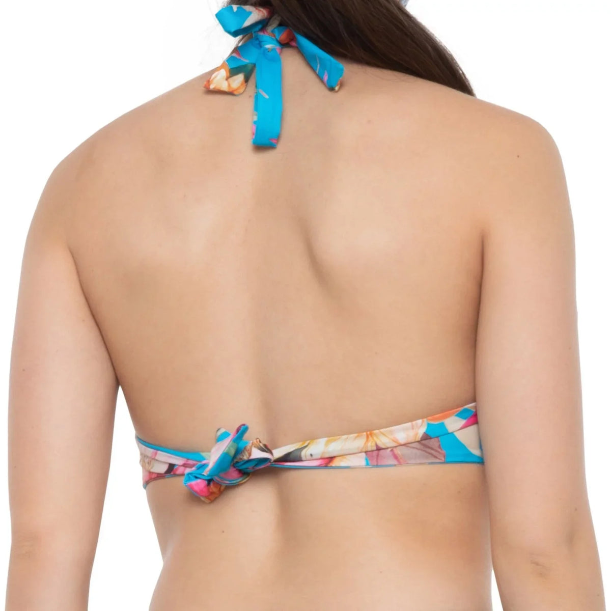 La Blanca Women'S Cerulean Tropical Print Shirring Tie Sweetheart Molded Cup Halter Swimsuit Top 12