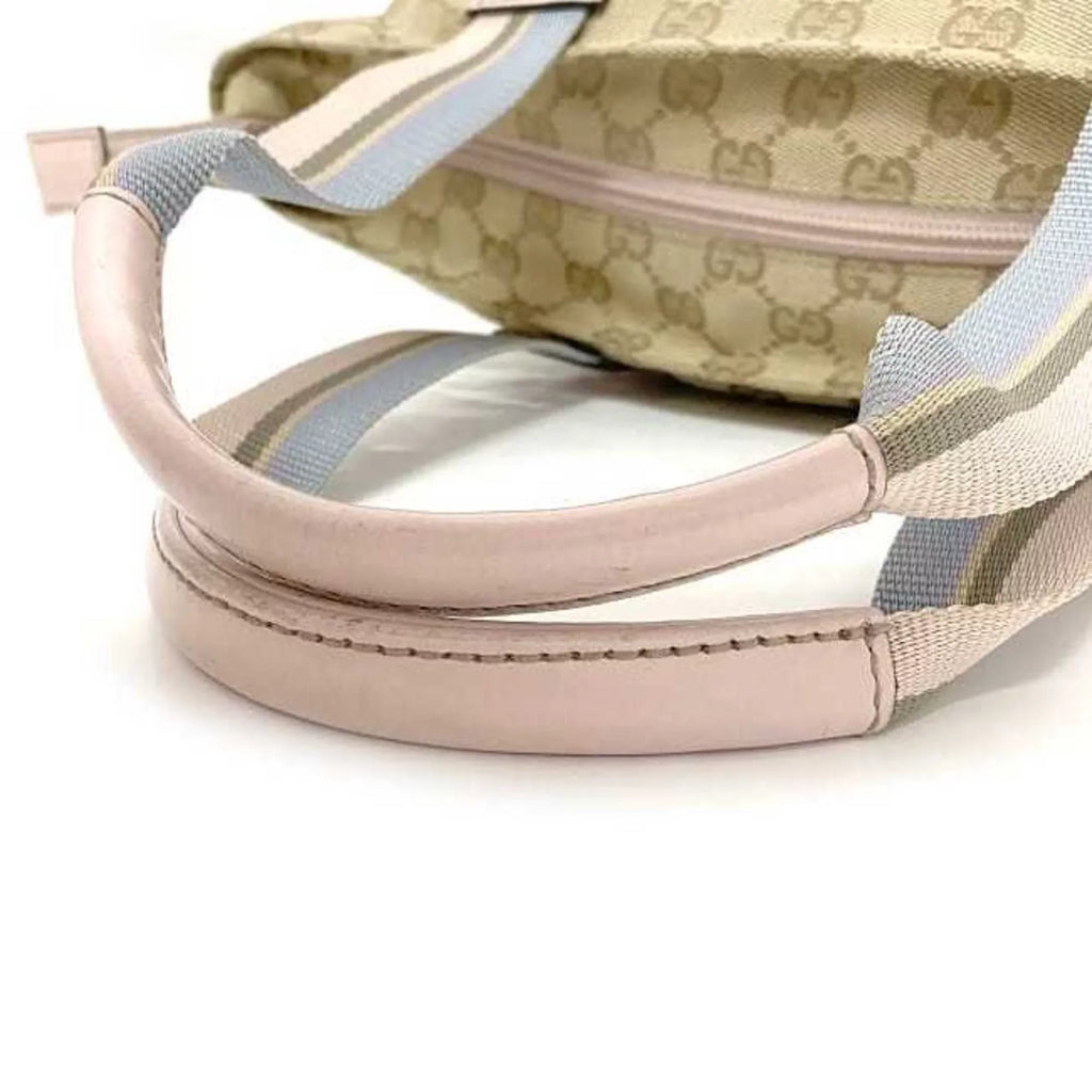 (Good) Pink Tote Blue Women's Beige 131228 Pastel Handbag GG Canvas Pre-Owned Leather Bag
