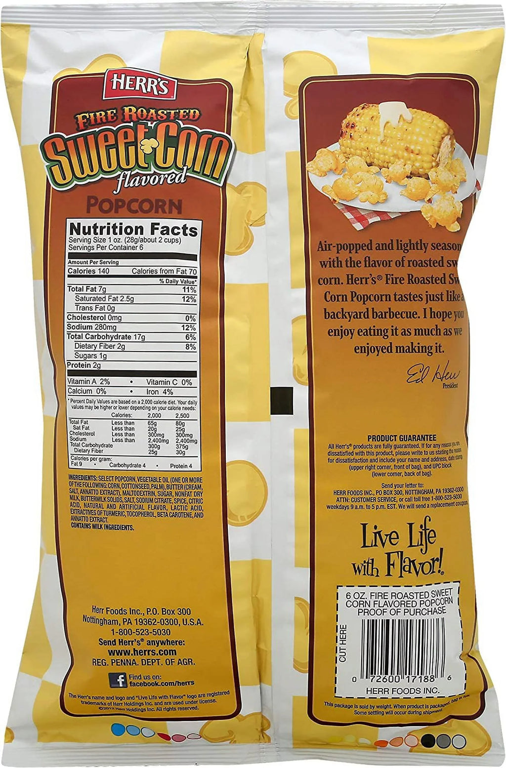Sweet Bags 4-Pack- Fire Roasted Herr's oz. Corn Popcorn 6