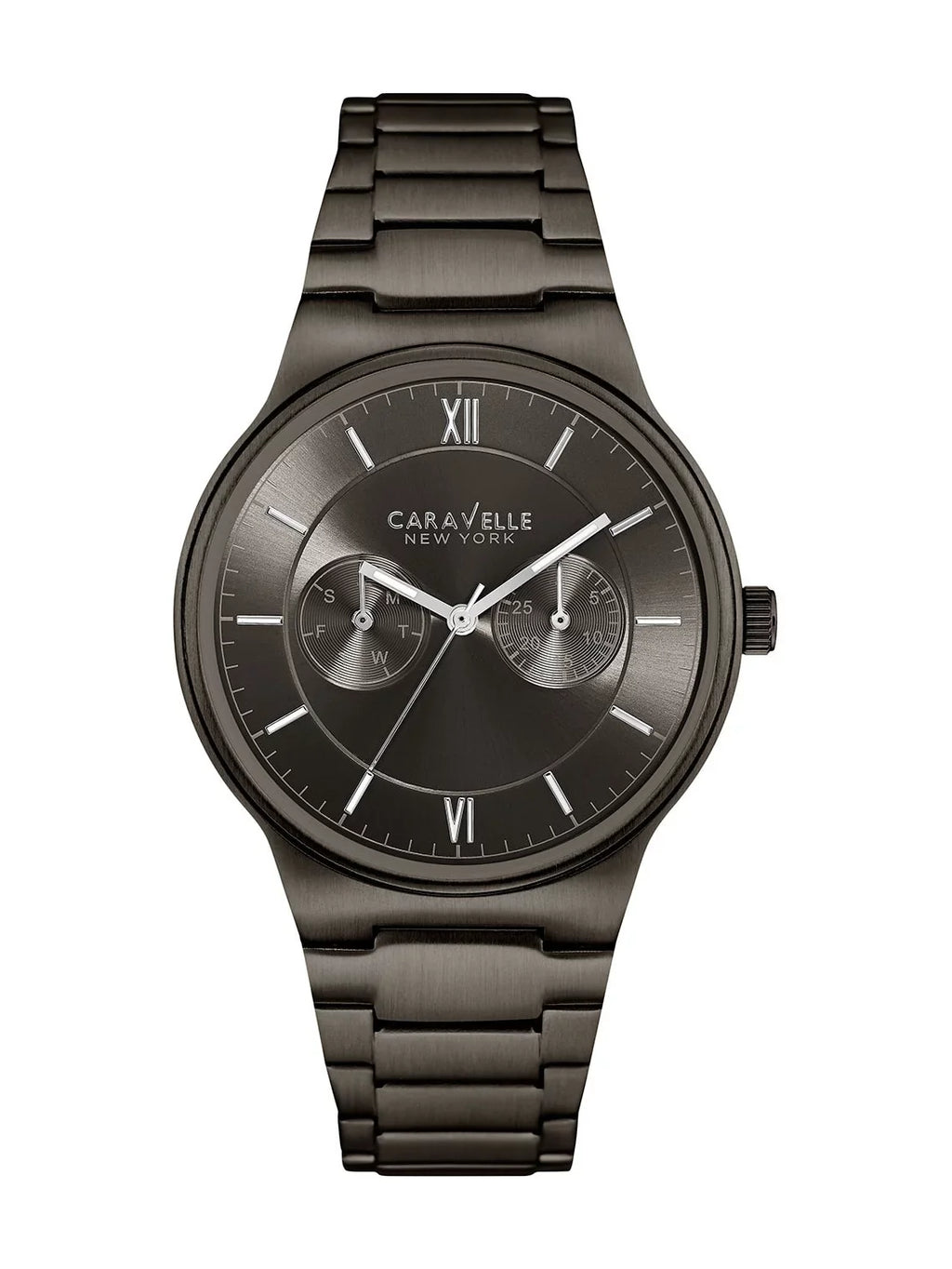 Caravelle 45A136 Men'S Dress Grey Dial Gunmetal Ip Stainless Steel Bracelet Watch