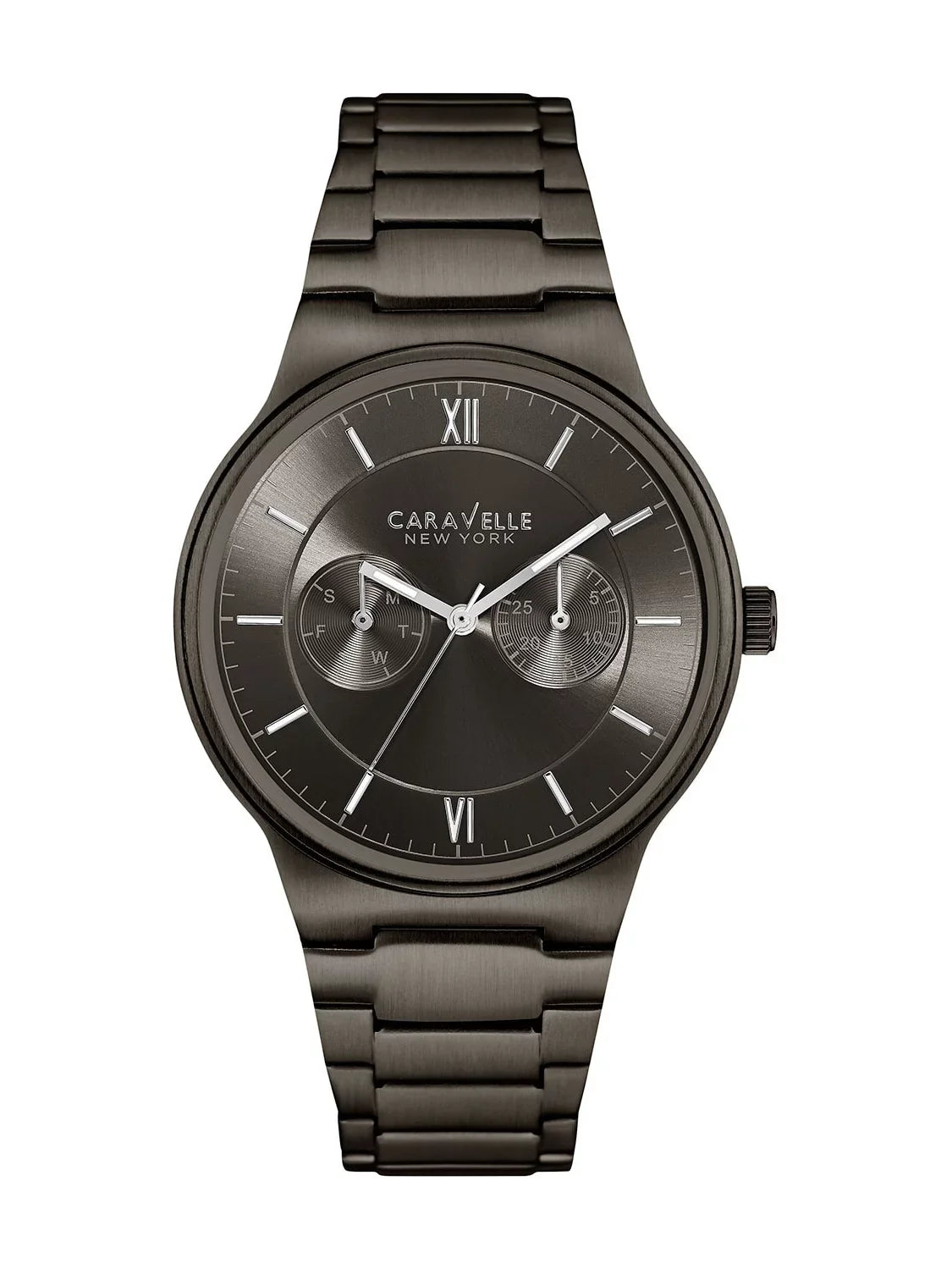 Caravelle 45A136 Men'S Dress Grey Dial Gunmetal Ip Stainless Steel Bracelet Watch