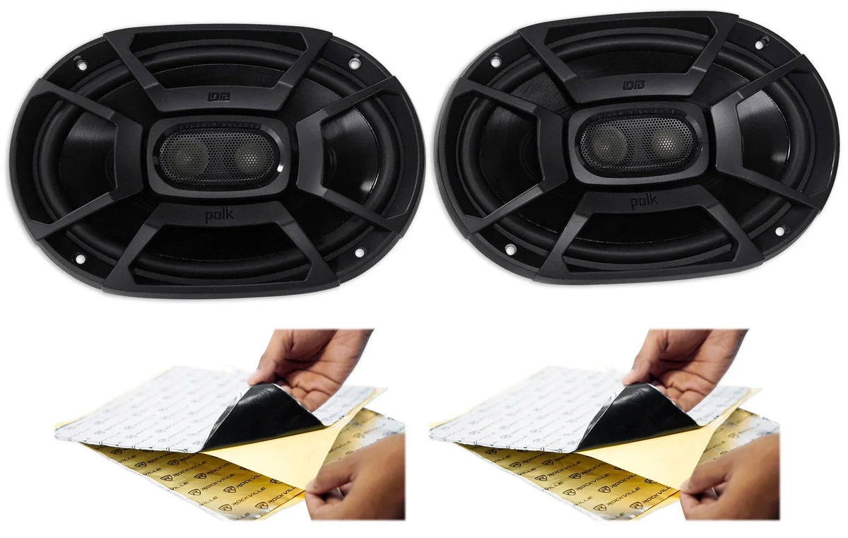 (2) Polk Audio Db692 6X9" 450 Watt Car Atv/Motorcycle/Boat Speakers + Rockmat