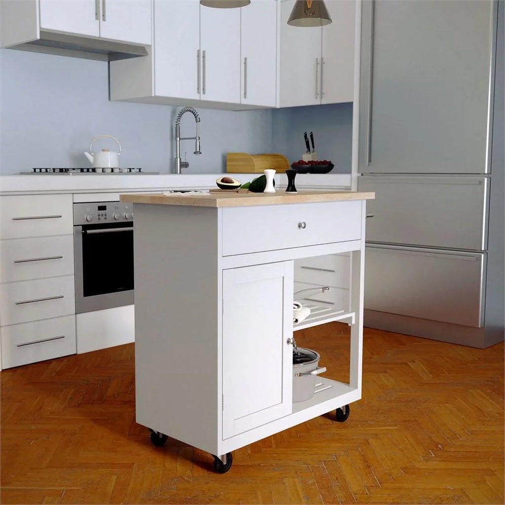 Cart Wooden Natural Bowery Cool in Gray Kitchen and Modern Hill