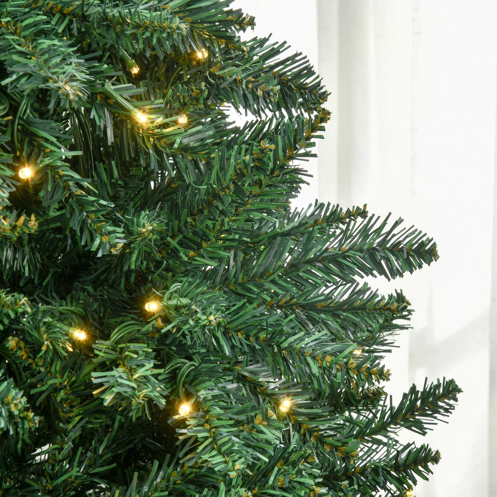 Homcom 7Ft Pre-Lit Full Douglas Fir Artificial Christmas Tree With Realistic Branches, 700 Warm White Led Lights And 2154 Tips
