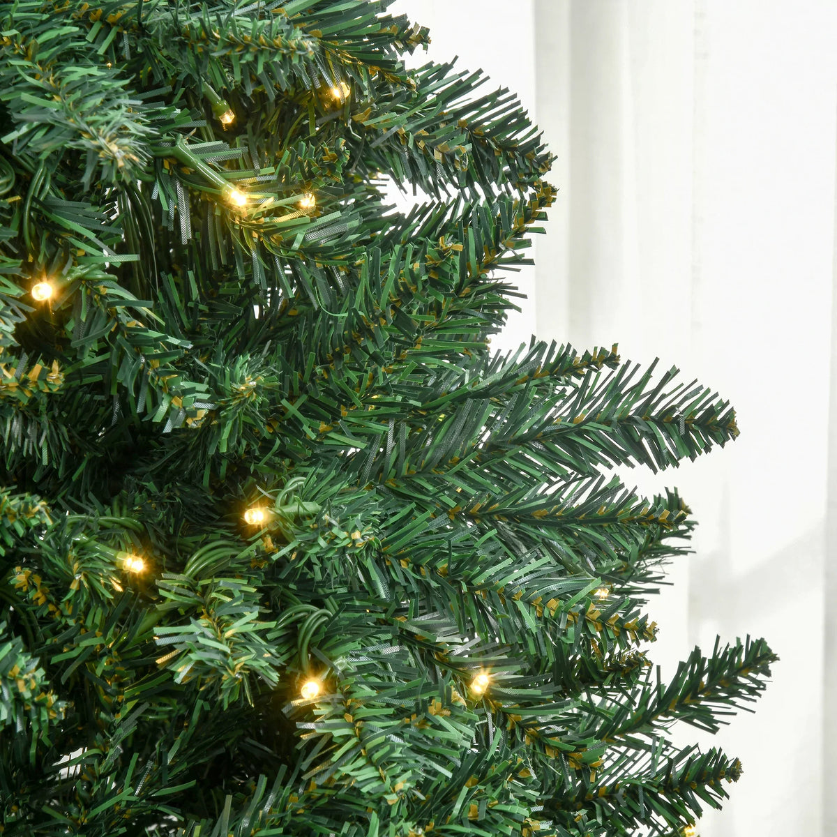 Homcom 7Ft Pre-Lit Full Douglas Fir Artificial Christmas Tree With Realistic Branches, 700 Warm White Led Lights And 2154 Tips