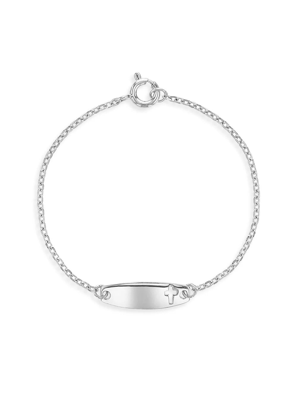 Identification Toddler Silver Sterling Bracelet Cross Baby Girls for & 5" 925