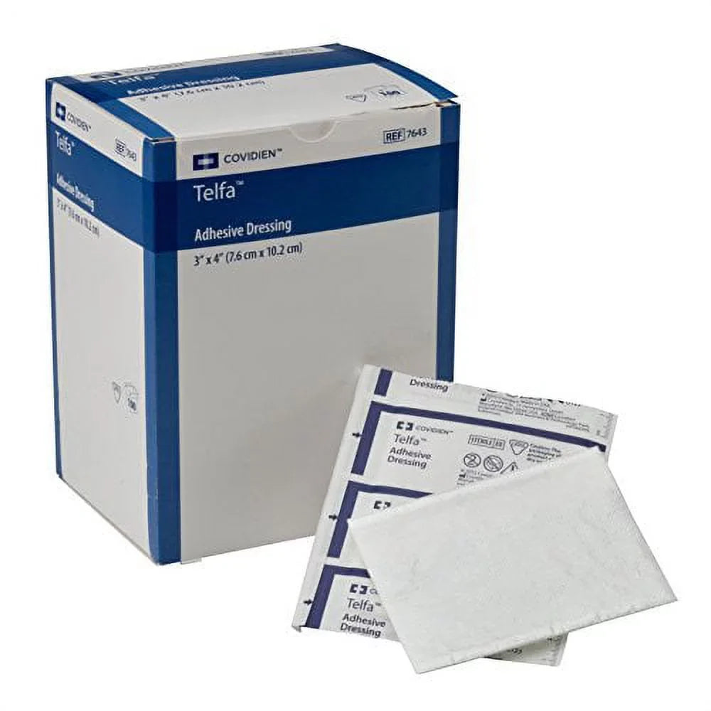 Covidien 7643 Telfa Adhesive Dressing, Sterile 1'S In Peel-Back Package, 3" X 4" (Pack Of 100)
