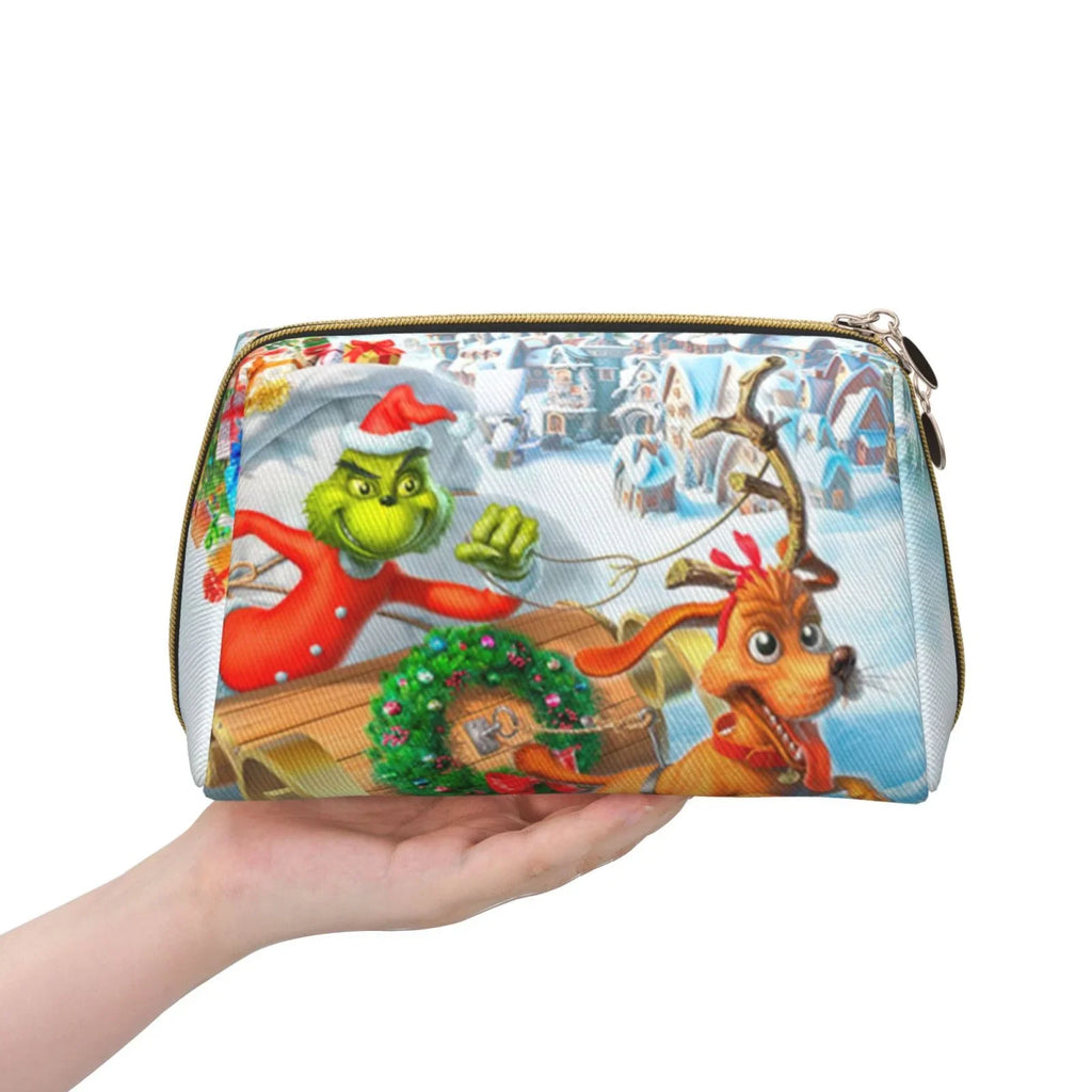 Toiletry Bag Cosmetic Bag Adventures Storage Christmas Grinch Pouch Portable The Organizer Makeup Leather Gift Travel Purse