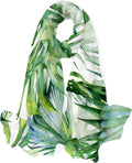 Scarves Hyjoy Long Green Leaves Scarf Girls Silk Lightweight Watercolor Neck for Women Shawl Wrap