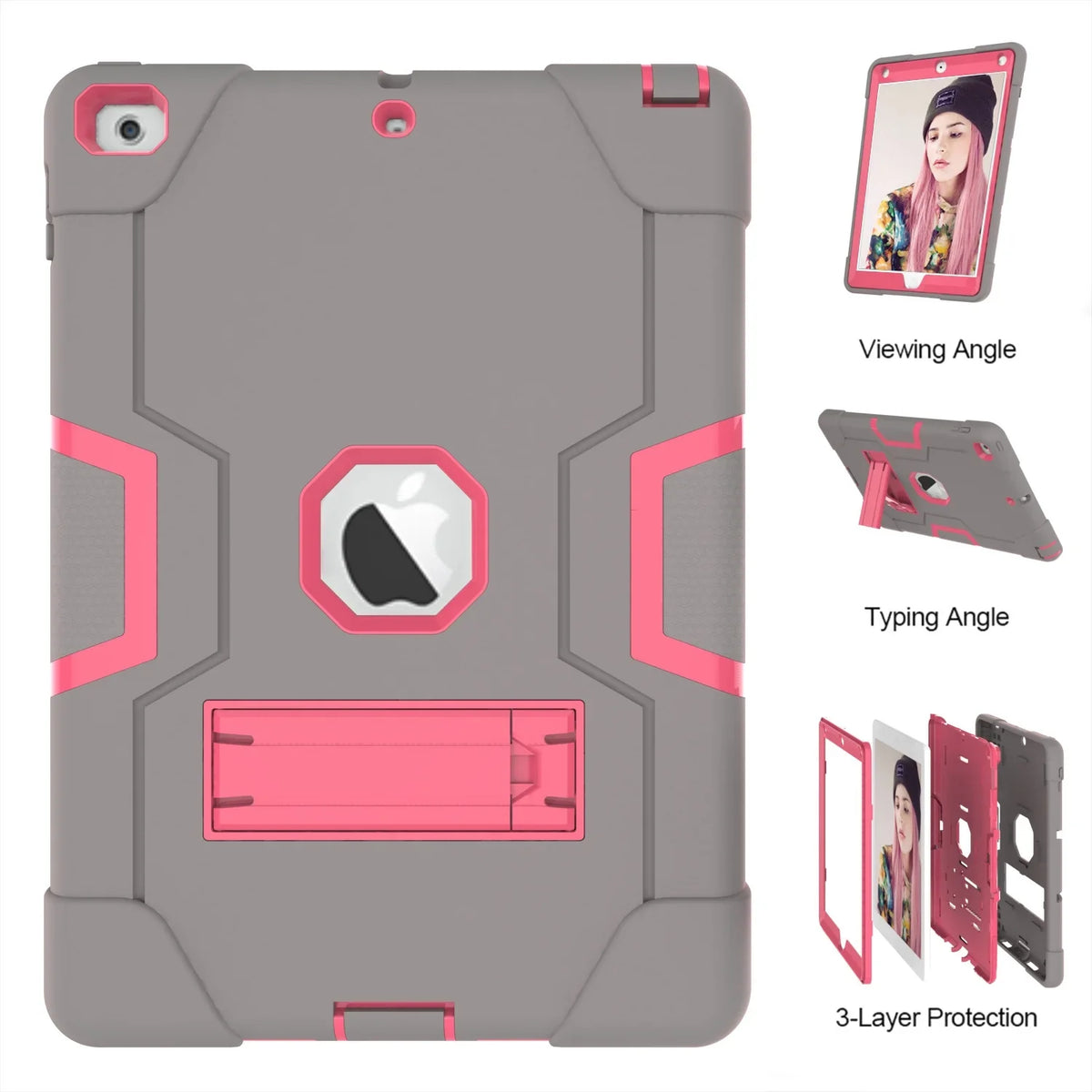 Generation Model), 2018/2017 Rugged 9.7 Shockproof Protective (9.7-inch, 6th Case, Air iPad inch Generation/iPad Cover for iPad 2 with for Built-in 5th Kickstand Case iPad Hybrid
