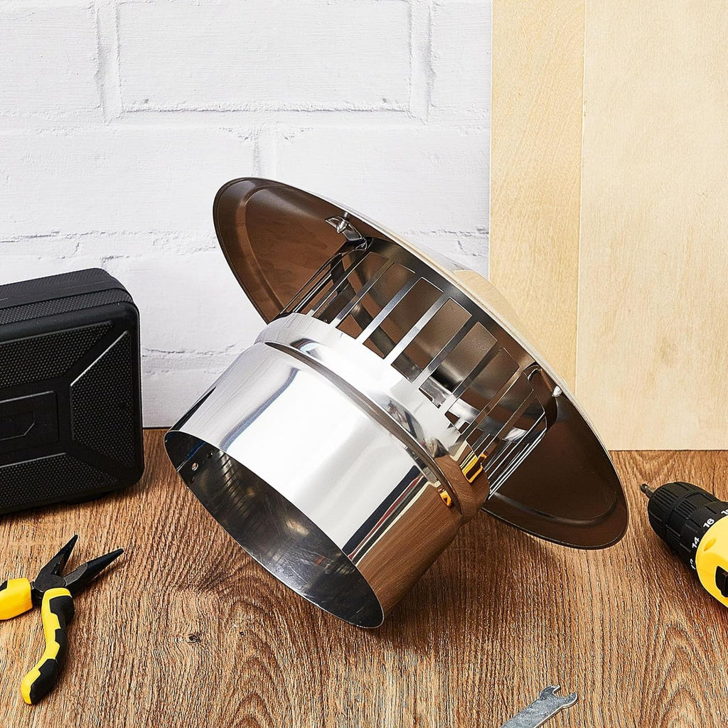 6 Inch Cone Top Chimney Cap Stainless Steel Cone Cap With Screen Chimney Cover Outside Roof Silver Fireplace Screen Cover Exterior Stove Pipe Topper For Vent Flue Family Kitchen Cooking
