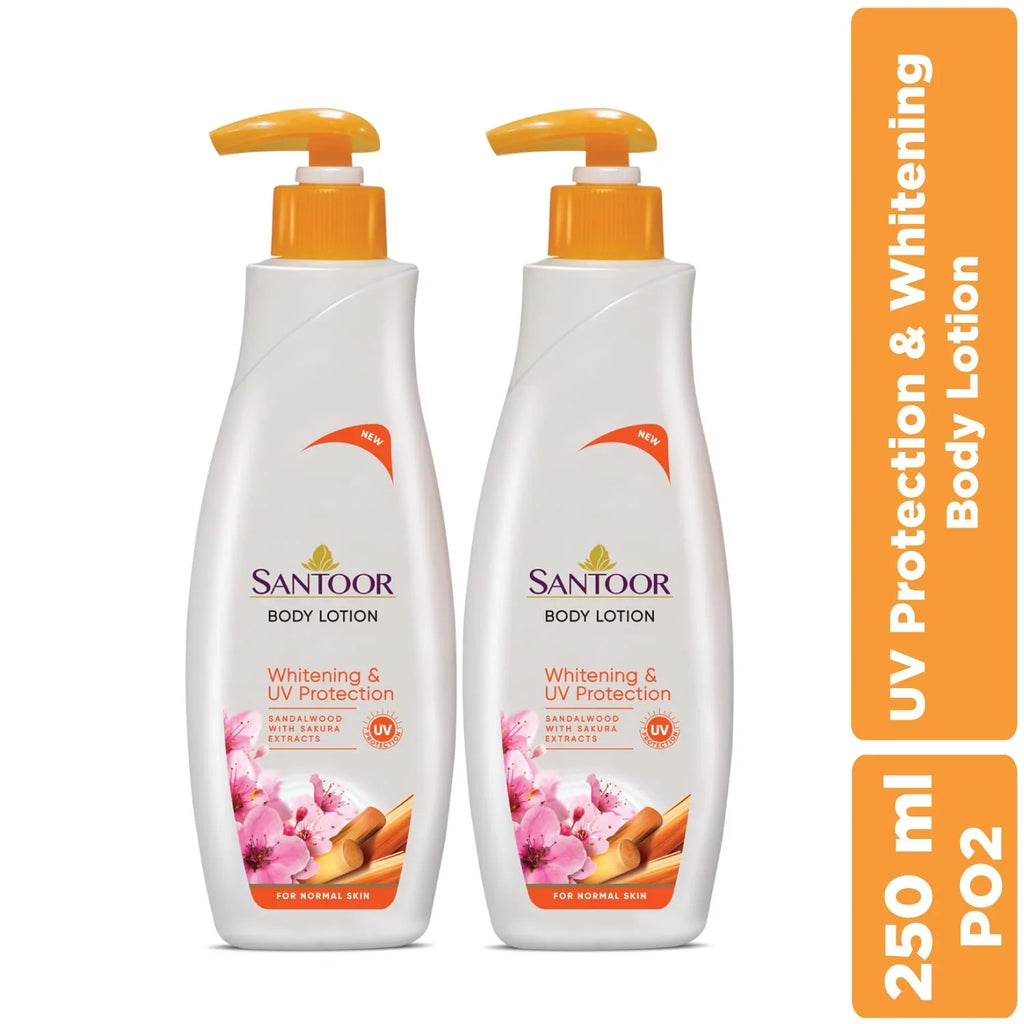 with Santoor Extracts, Protection & Sakura 2) of Sandalwood 250ml Body Perfumed UV Lotion for & Whitening (Pack