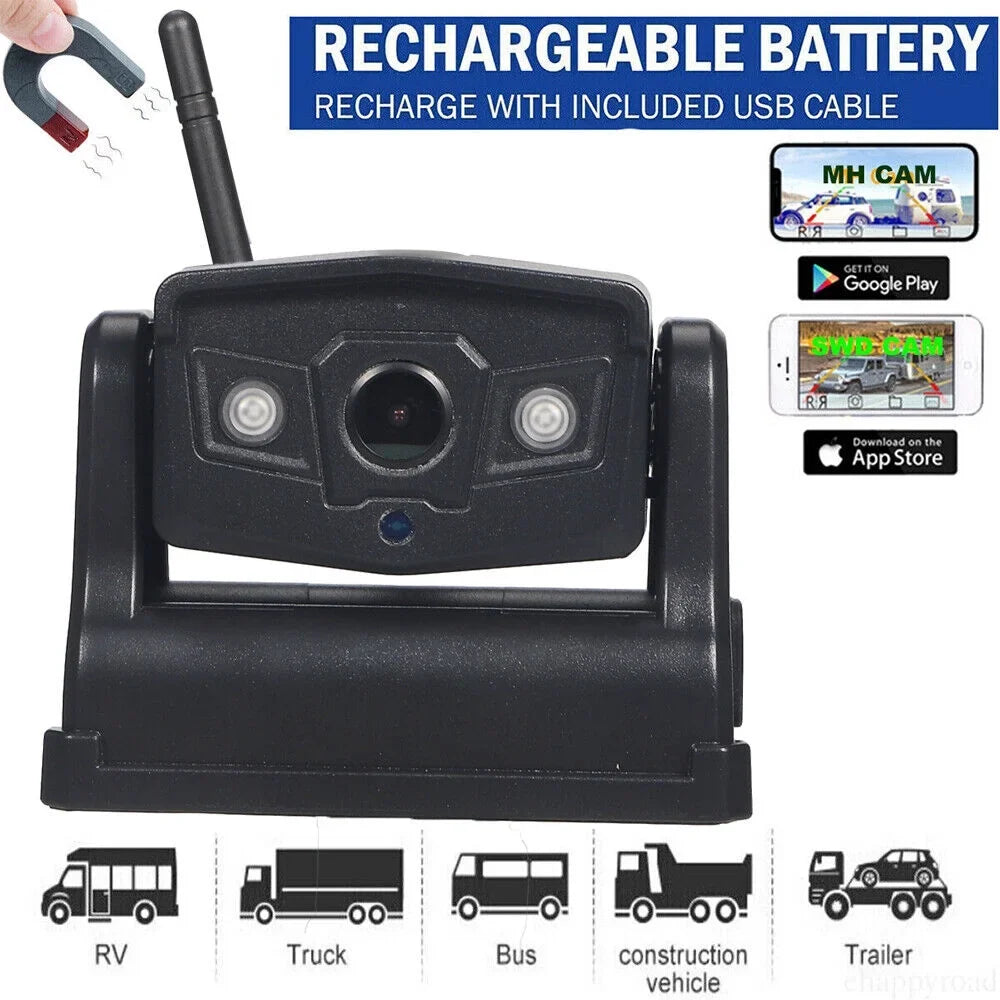 9600mAh View for Vehicle Camera, Ideal Battery, Wireless Magnetic Front/Rear Backup JLLOM WiFi