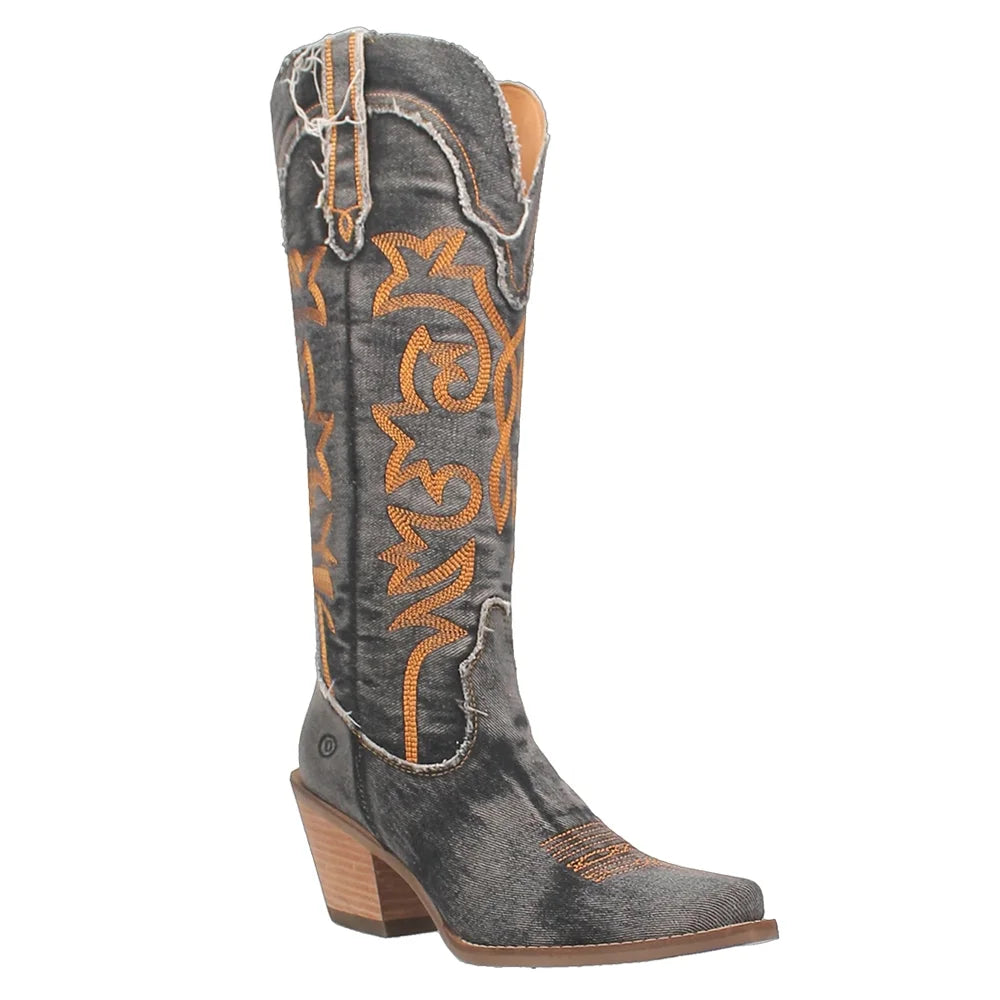 Heel Snip Casual Boots Knee Toe Mid Tornado 2-3" Womens Dingo Texas High