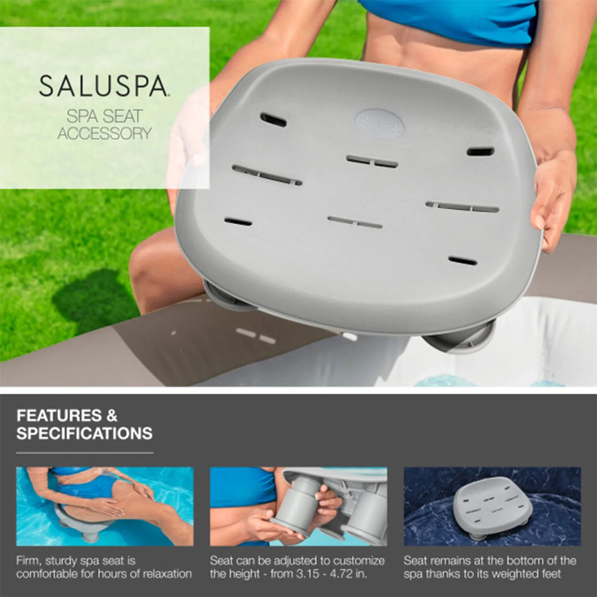 of Hot Bestway Pool/Spa w/Set SaluSpa Santorini HydroJet Seat SaluSpa Tub 2
