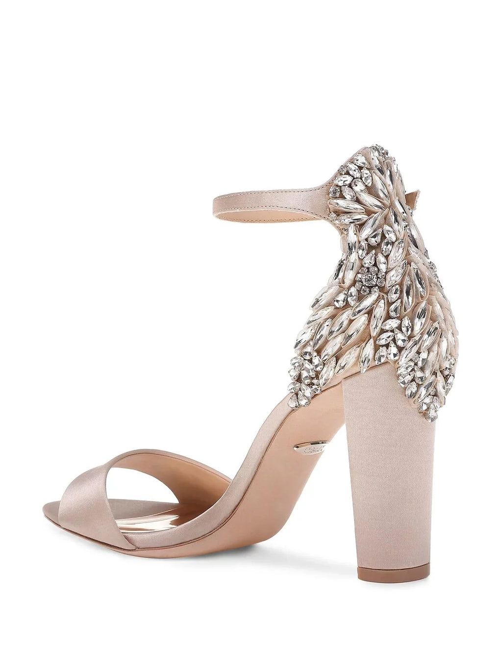 Round BADGLEY Seina Toe Strap M Buckle outfit Heel Embellished 10 MISCHKA Beige Ankle Womens Heeled Sandal Block