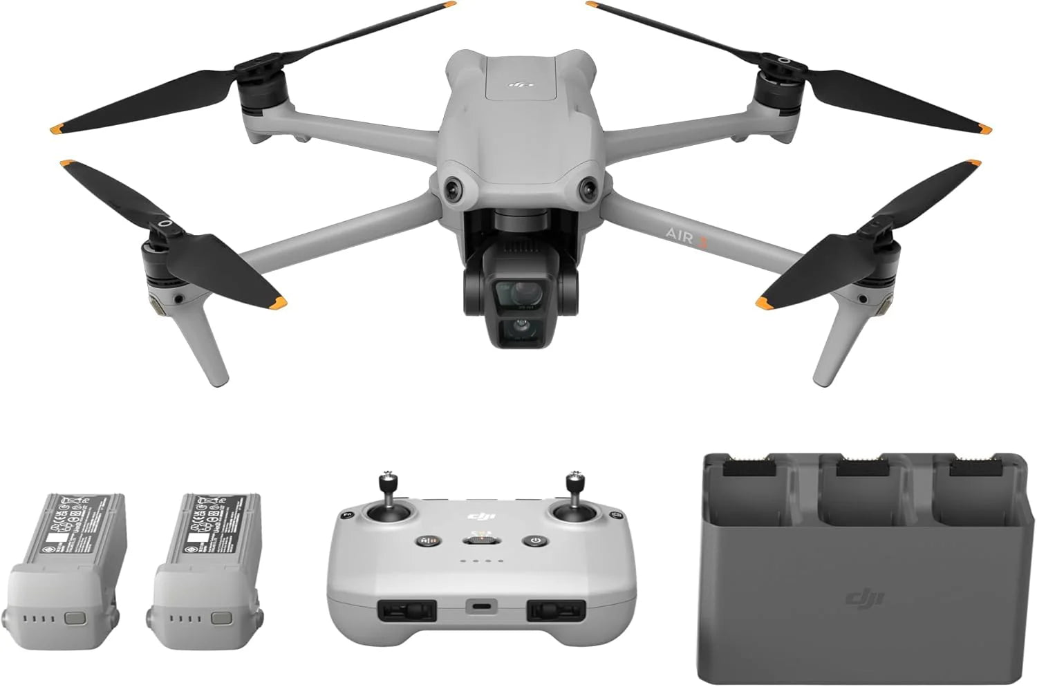 Dji Air 3 Fly More Combo Ze Zdalnym Kontrolerem Dji Rc-N2, Dron Z Kamerą Dla Dorosłych 4K Hdr, Podwójne Aparaty Główne Średniej Wielkości Tele I Szero