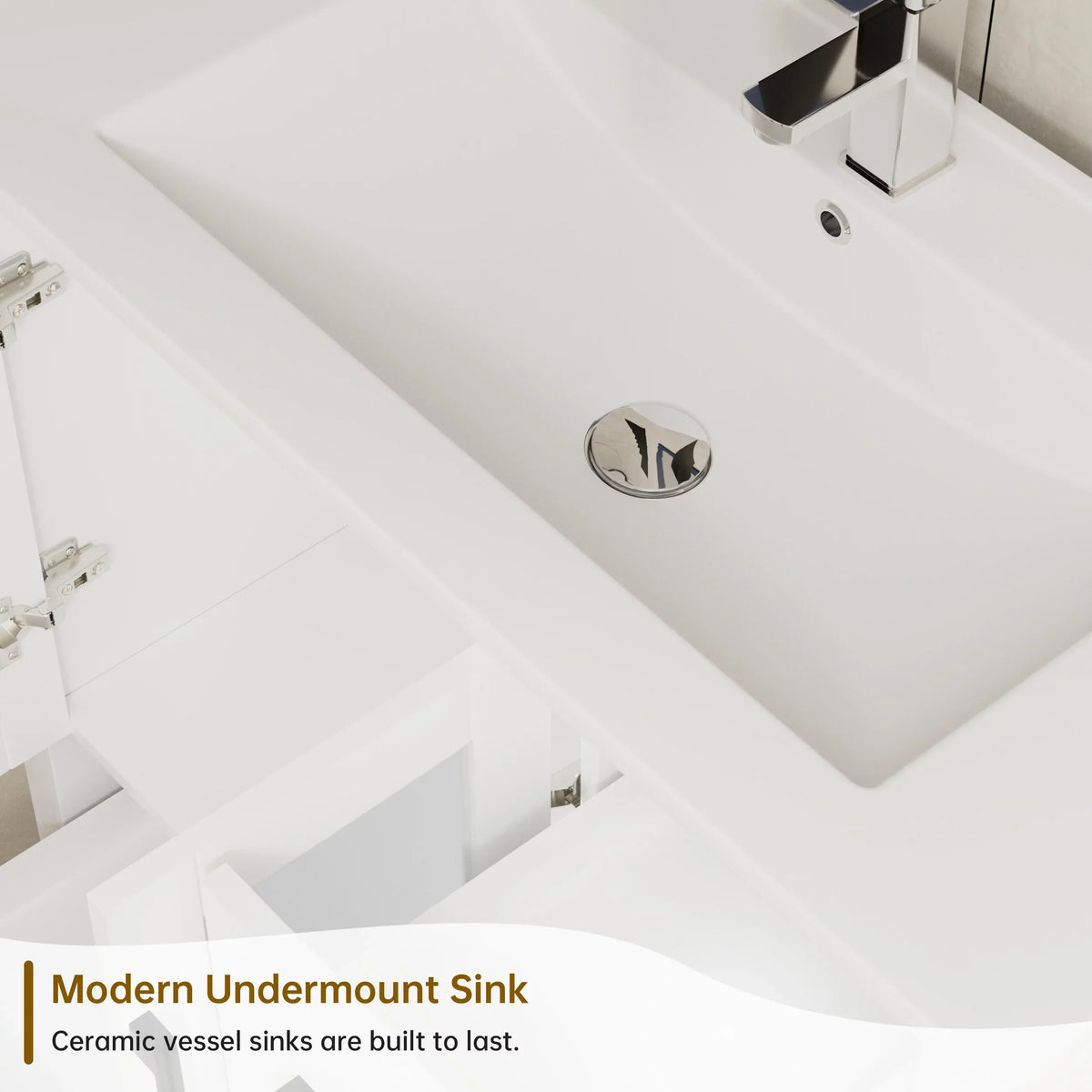 with Bathroom 36" Drain Sink, in Faucet Bathroom Ceramic NOVALLA Drop with Up Countertop Vanity Top Basin Pop Sink Chrome