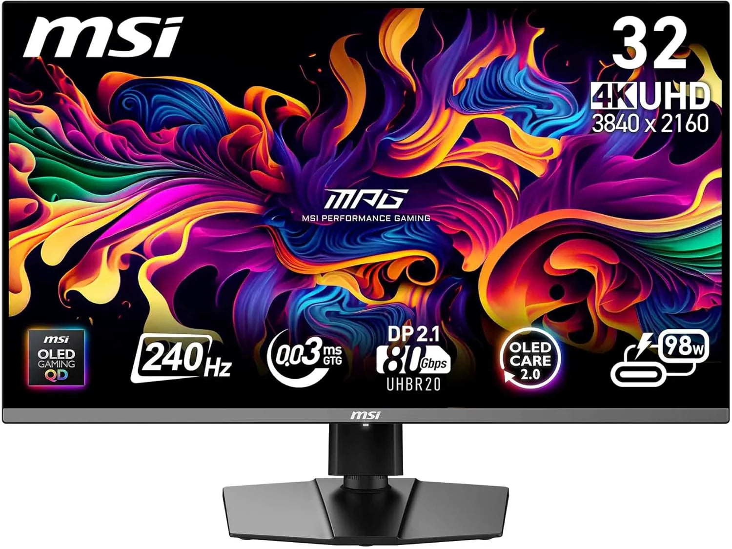 Msi Mpg 322Urx Qd-Oled Monitor Komputerowy 80 Cm (31.5") 3840 X 2160 Pikseli 4K Ultra Hd Czarny