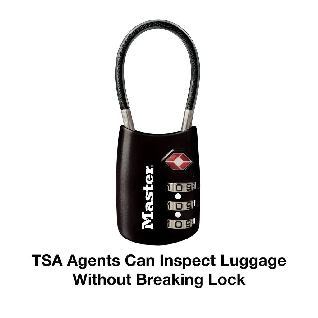 1-3/16In (30Mm) Wide Set Your Own Combination Tsa-Accepted Luggage Lock With Flexible Shackle; Black
