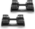 Nüobell S 224 Regulowany Zestaw Hantli 2-24 Kg Z Interwałami 2 Kg Szwedzki Design Uchwyt Do Szybkiego Dopasowania Pokrętła (Silver)(Black)