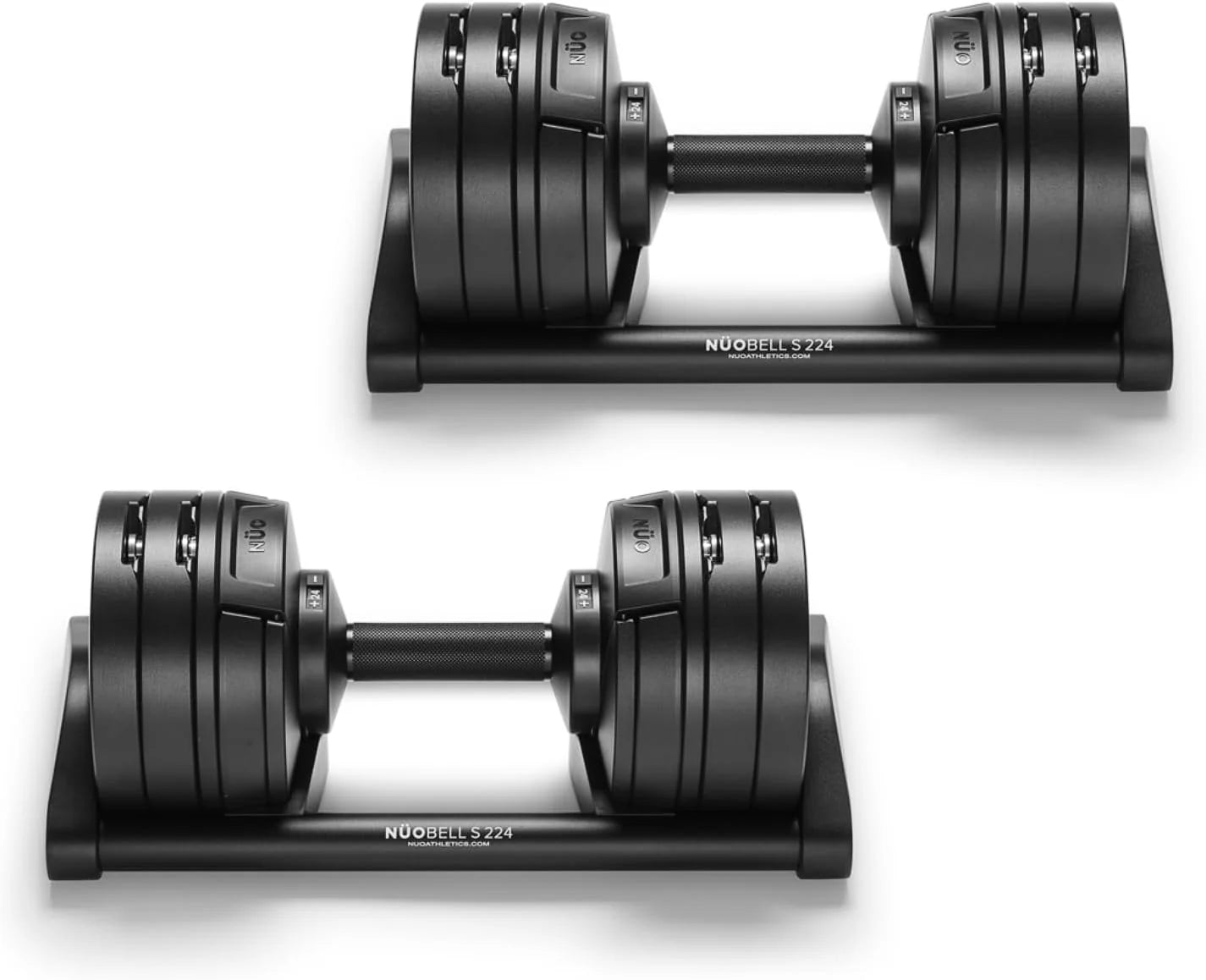 Nüobell S 224 Regulowany Zestaw Hantli 2-24 Kg Z Interwałami 2 Kg Szwedzki Design Uchwyt Do Szybkiego Dopasowania Pokrętła (Silver)(Black)