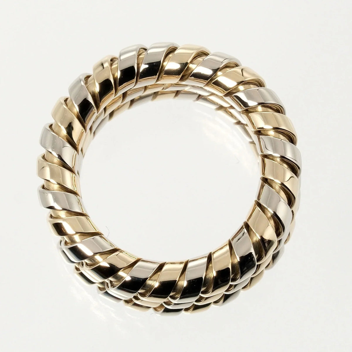 Pre-Loved Bulgari Bvlgari Tubogas 3-Row No. 9 Ring 14.53G K18 Yg Wg Yellow Gold White (Good)