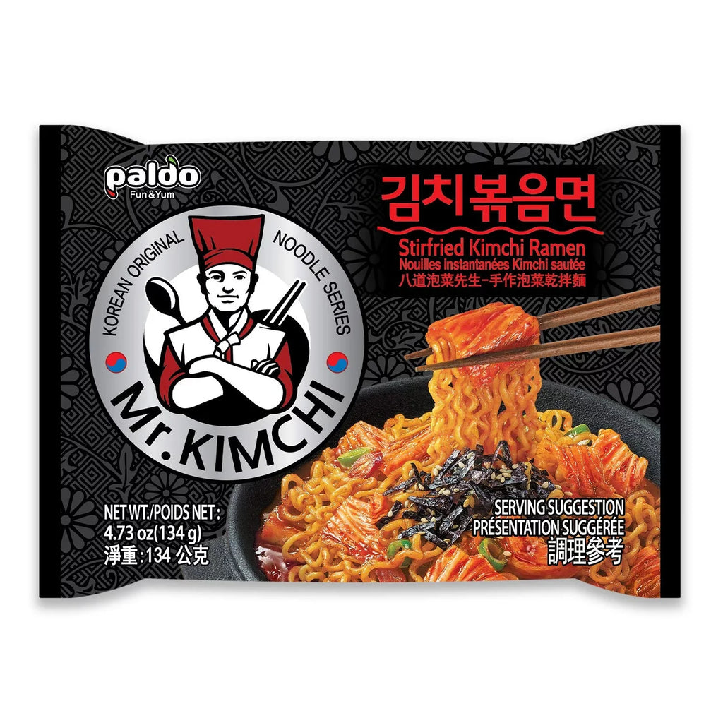 Stir-fried Noodles, 미스터 Ramen Kimchi Stir Paldo Soupless packs] Original [8 Pack Spicy Fried Mr. Ramen 134g 김치볶음면 x Korean Instant (4.72 Flavored, Kimchi Challenge, 8 Ramyun, 김치 oz)