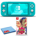 Pokemon Nintendo Lite Switch + Shield with (Turquoise) Cleaning Cloth 6Ave Bundle