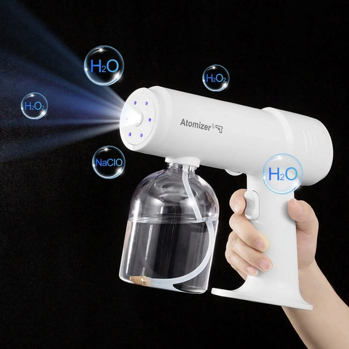 New 500Ml Wireless Charging Nano Atomization Disinfection Spray Sprayer Sanitizer Machine Ce Household Portable Sprayer Machine Azure Illuminator Steam Spray Disinfection Large Capacity Wide Range Of Uses