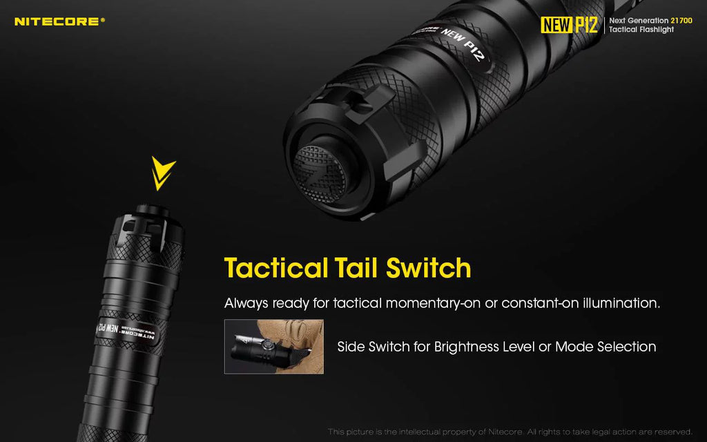 1200 LED Tactical Pressure w/RSW3 Version - P12 CREE Switch Nitecore Combo: Flashlight - V6 Lumens XP-L HD New