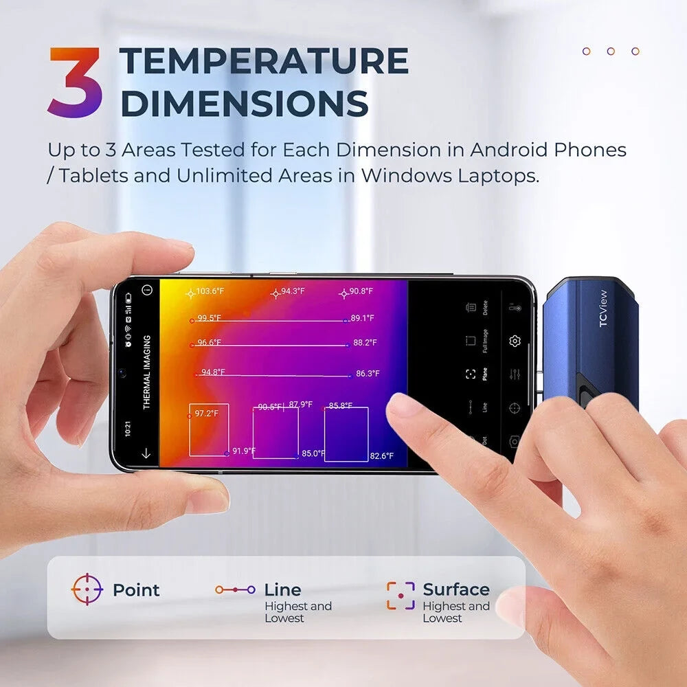 Imaging TC001 Thermal Camera Smartphones, 256x192 Thermal High Resolution & TOPDON for IR Imager PC Tablets