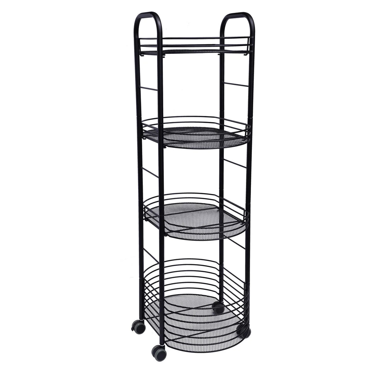 Rolling Cart, Organizer Storage Basket Carts Utility 4 Wheels, Cart, Trolley Metal Tier Art with Storage Black Kitchen