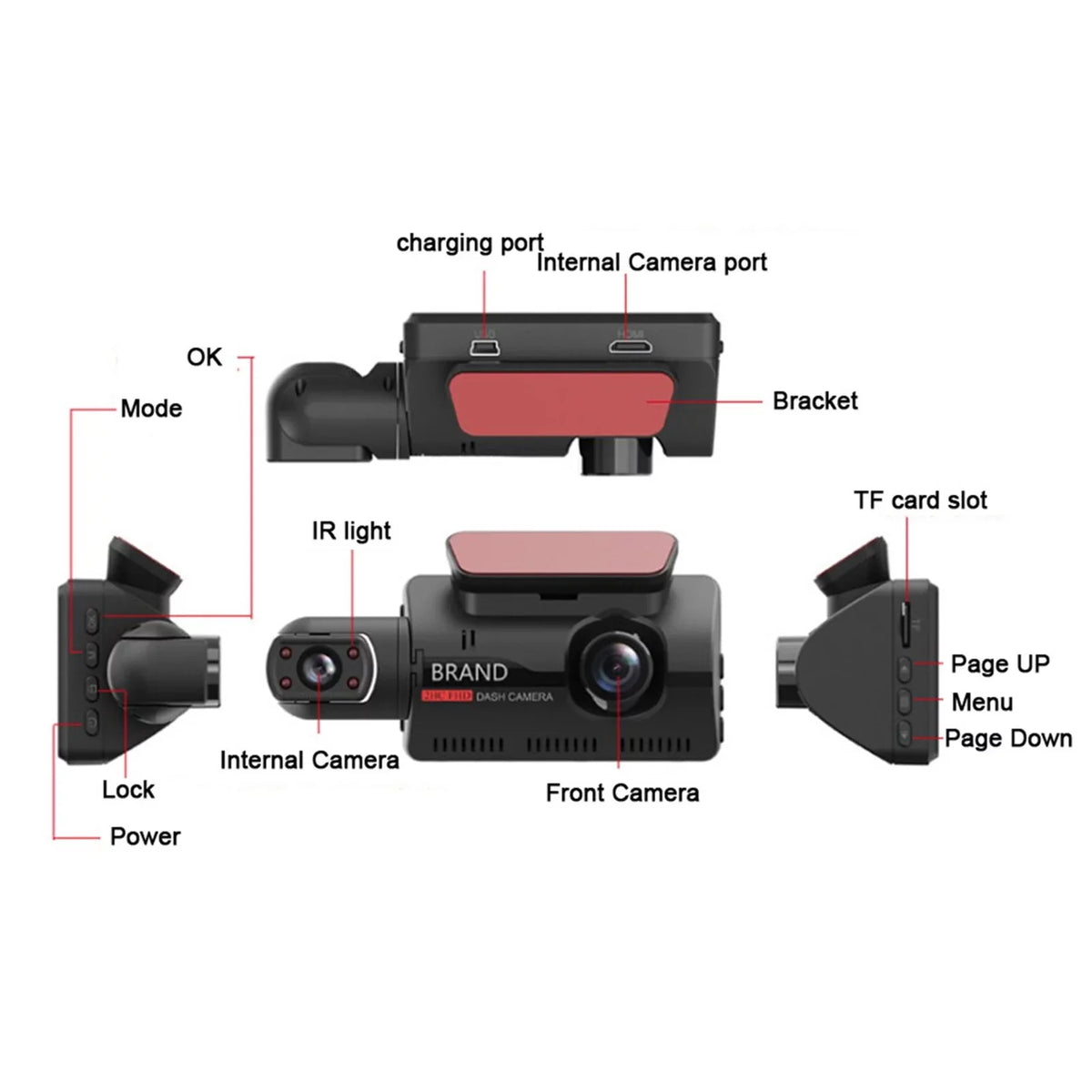 Dash Cam Front And Inside For Car, Dual Dash Cam W/32Gb Tf Card, Hd 1080P Car Camera Dual Lens, Wide Angel Dvr Car Parking Driving Recorder Night Vision Loop Recording G-Sensor