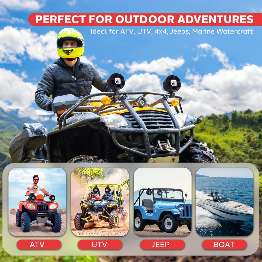 Pyle Waterproof Speakers Setup, 6.5" Outdoor Speaker Pair with 1300 W Power, UTV Sound for Off-Road Use, Marine Setup for Boats, Wired Audio System for ATV and All-Terrain Entertainment
