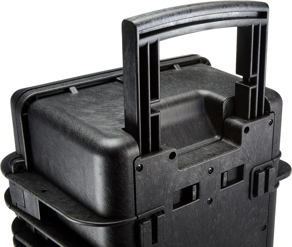 Amazon Basics Hard Protective Camera Case with Wheels, Large, Black, 22"L x 14"W x 9.8"H